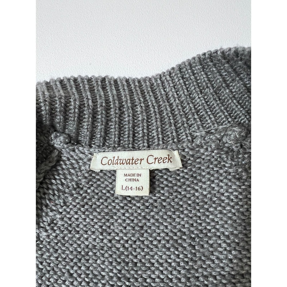 Coldwater Creek Women Sweater Large Gray Full Zip Wool Blend Lagenlook - Picture 7 of 9